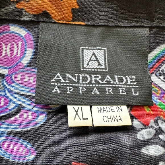 Andrade Hawaiian Shirt Mens XL Casino Cards Slots All Over Print Button Up Vegas - Picture 2 of 9